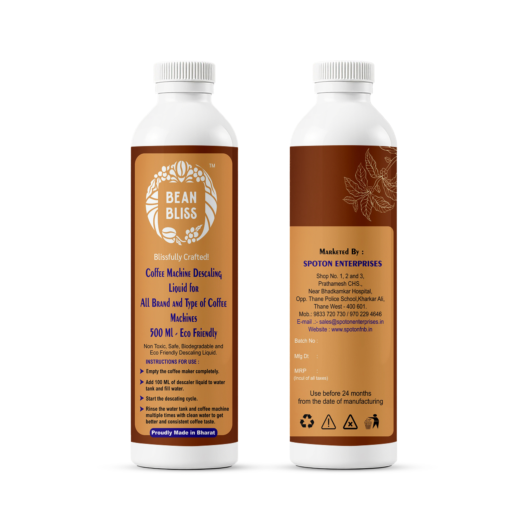 Bean Bliss Eco-Friendly Coffee Machine Descaling Liquid - Effective Solution for All Machines, Prevents Malfunctions, and Ensures Optimal Performance (500ml)