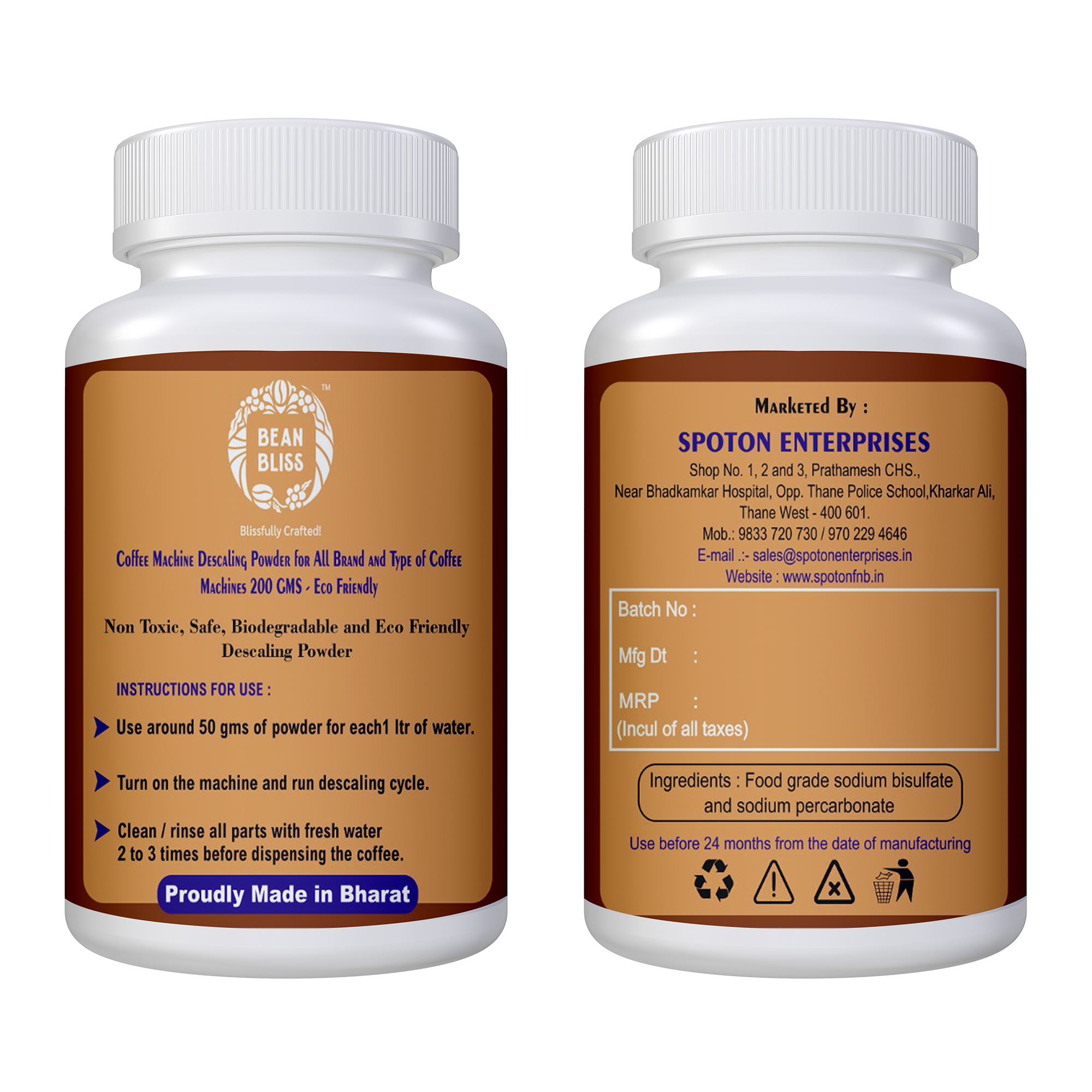 Bean Bliss Eco-Friendly Coffee Machine Descaling Powder- Effective Solution for All Machines, Prevents Malfunctions, and Ensures Optimal Performance (200gm)