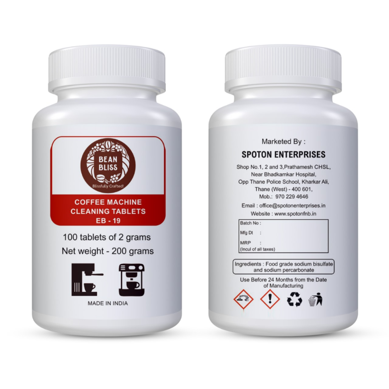 Bean Bliss EB-19 Eco-Friendly Espresso Machine Cleaning Tablets (100 Count) – Powerful Descaler Removes Oils, Residue & Buildup – Prevents Malfunctions – Safe for All Coffee & Espresso Machines