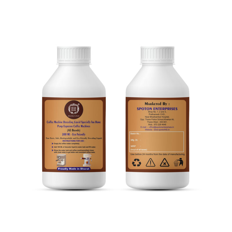 Bean Bliss Eco-Friendly Descaling Liquid for Pump Espresso Coffee Machines 200ml | Powerful Descaling Solution for All Machines | Prevents Malfunctions | Ensures Peak Performance