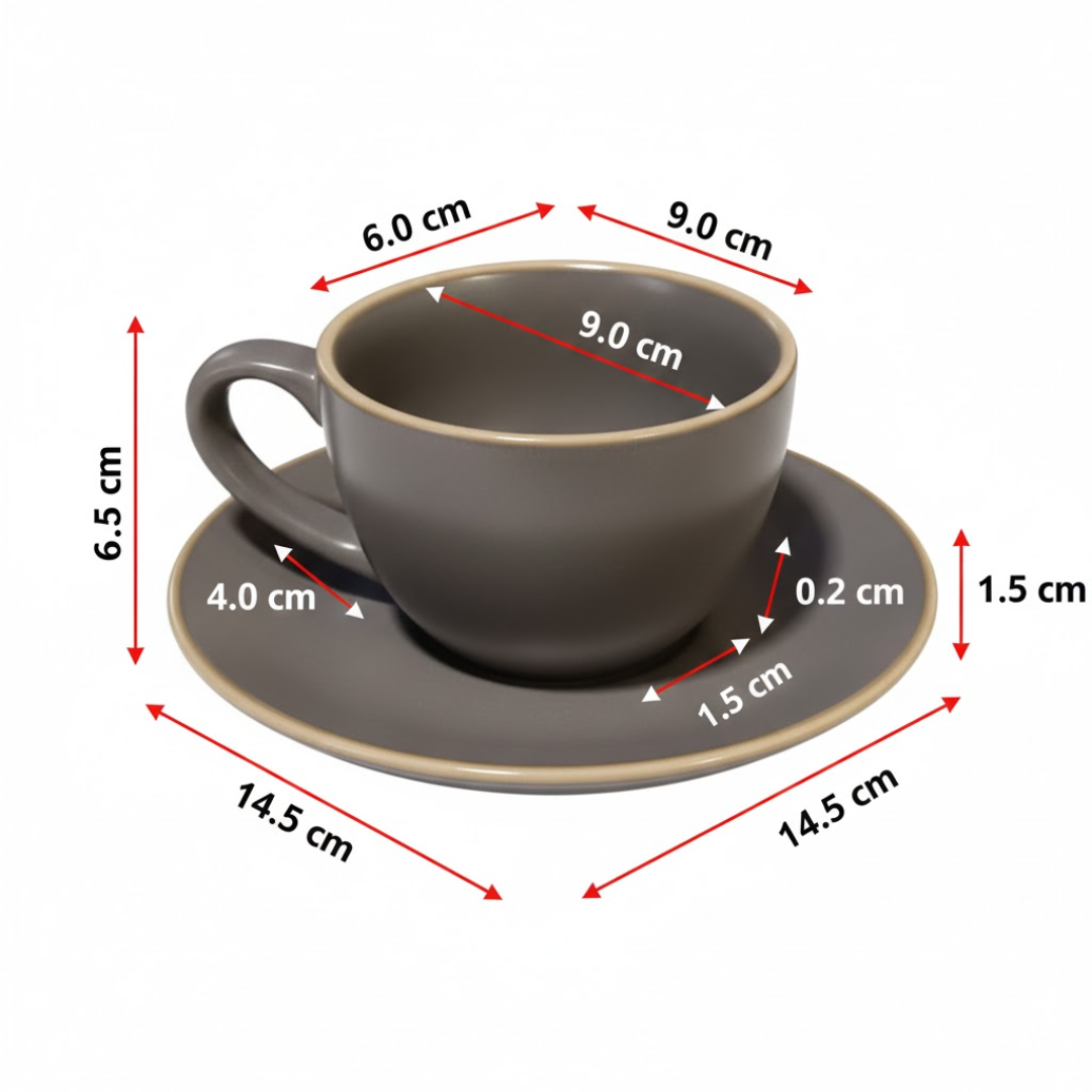 Bean Bliss 180ml Barista Friendly Stone Grey Stoneware Cappuccino and Latte Cup with Saucer – Microwave and Dishwasher Safe, Lead-Free – Set for Coffee Shop, Home, Office, Cafes, Restaurants - Image 2