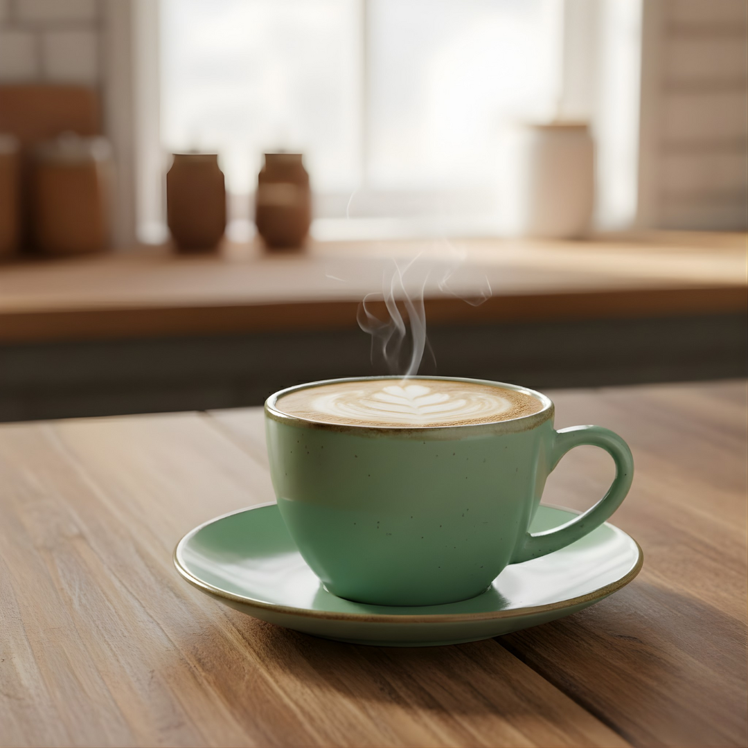 Bean Bliss 180ml Barista Friendly Mint Sparkle Stoneware Cappuccino and Latte Cup with Saucer – Microwave and Dishwasher Safe, Lead-Free – Set for Coffee Shop, Home, Office, Cafes, Restaurants - Image 2