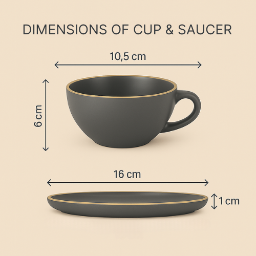 Bean Bliss 240ml Barista Friendly Stone Grey Stoneware Cappuccino and Latte Cup with Saucer – Microwave and Dishwasher Safe, Lead-Free – Set for Coffee Shop, Home, Office, Cafes, Restaurants - Image 3