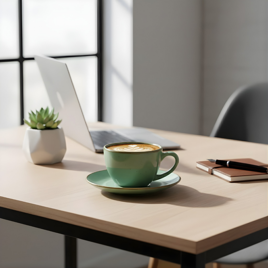 Bean Bliss 180ml Barista Friendly Mint Sparkle Stoneware Cappuccino and Latte Cup with Saucer – Microwave and Dishwasher Safe, Lead-Free – Set for Coffee Shop, Home, Office, Cafes, Restaurants - Image 3