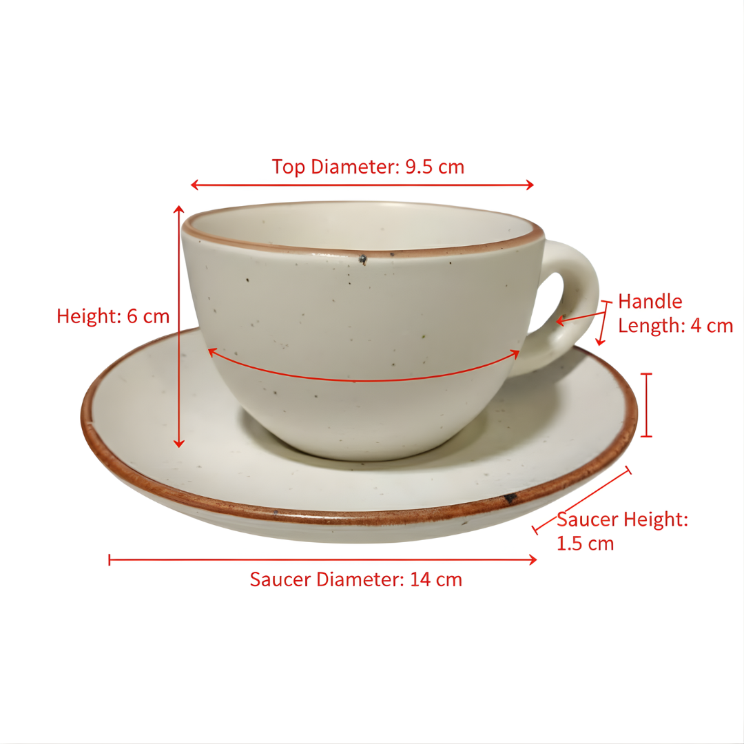 Bean Bliss 200ml Barista Friendly Off White Stoneware Cappuccino and Latte Cup with Saucer – Microwave and Dishwasher Safe, Lead-Free – Set for Coffee Shop, Home, Office, Cafes, Restaurants - Image 3