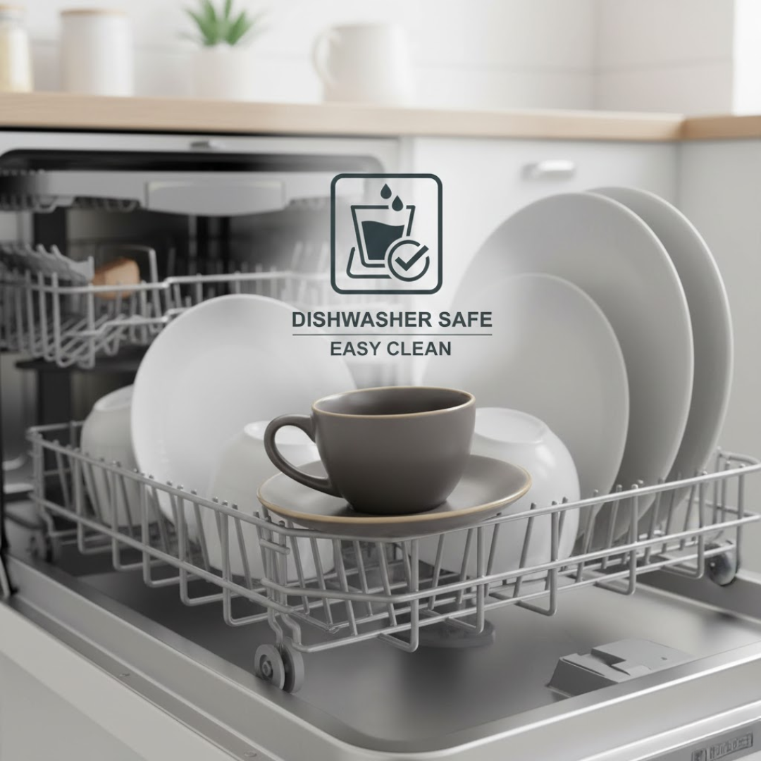 Bean Bliss 180ml Barista Friendly Stone Grey Stoneware Cappuccino and Latte Cup with Saucer – Microwave and Dishwasher Safe, Lead-Free – Set for Coffee Shop, Home, Office, Cafes, Restaurants - Image 3