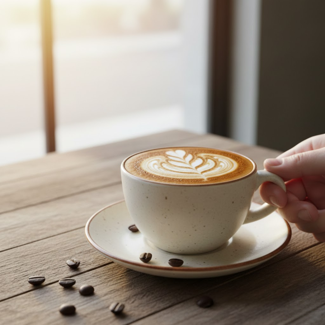 Bean Bliss 200ml Barista Friendly Off White Stoneware Cappuccino and Latte Cup with Saucer – Microwave and Dishwasher Safe, Lead-Free – Set for Coffee Shop, Home, Office, Cafes, Restaurants - Image 5